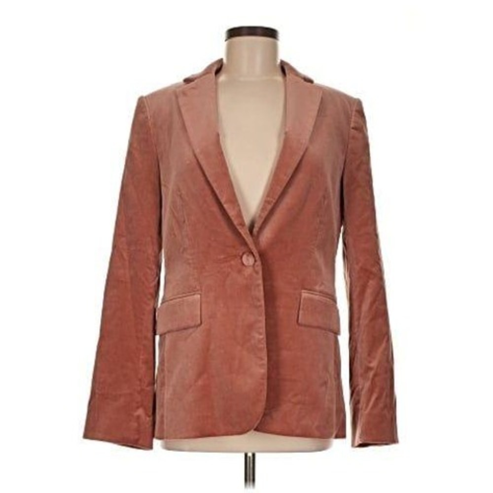 FRAME Classic Velvet Blazer Spice Rust Terracotta Cotton Velvet Jacket Size 8